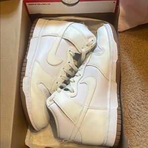 Nike White and Tan High-Top Sneakers